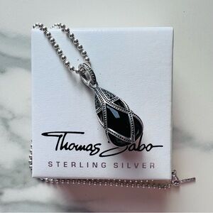 LARGE Rare Retired Thomas Sabo Onyx and Sterling Silver Pendant Necklace